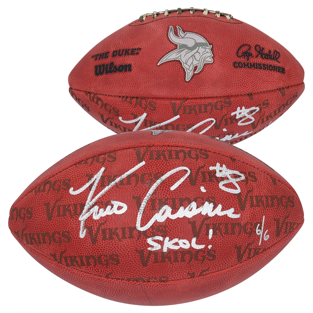 Kirk Cousins Minnesota Vikings Autographed Wilson Duke Football with Inscription