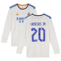 Vinicius Junior Real Madrid Autographed Long Sleeve White Adidas Jersey