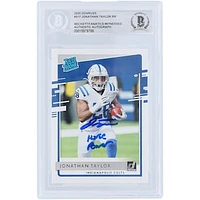 Jonathan Taylor Indianapolis Colts Autographed 2020 Panini Donruss Rated Rookie #317 Beckett Fanatics Witnessed Authenticated Rookie Card with "Horse Power" Inscription