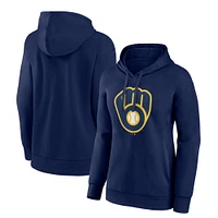 Women's Fanatics Navy Milwaukee Brewers Logo Pullover Hoodie