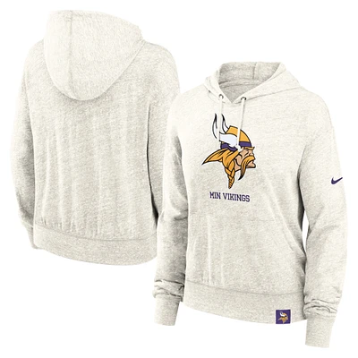 Women's Nike Cream Minnesota Vikings Gym Vintage Logo Pullover Hoodie