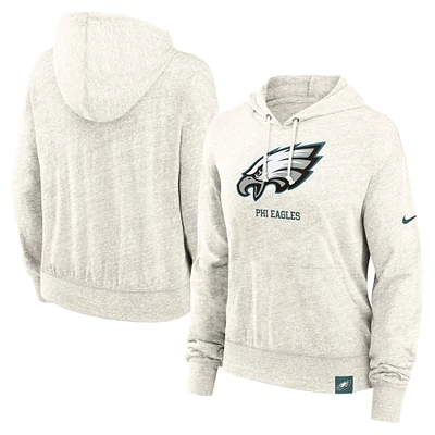 Women's Nike Cream Philadelphia Eagles Gym Vintage Logo Pullover Hoodie