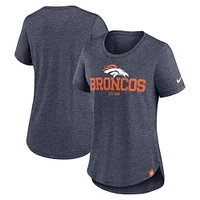 Women's Nike Heather Navy Denver Broncos Fashion Tri-Blend T-Shirt