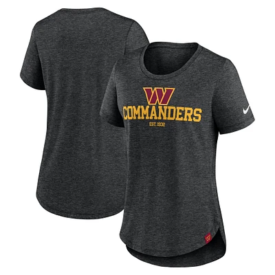 Women's Nike Heather Black Washington Commanders Fashion Tri-Blend T-Shirt