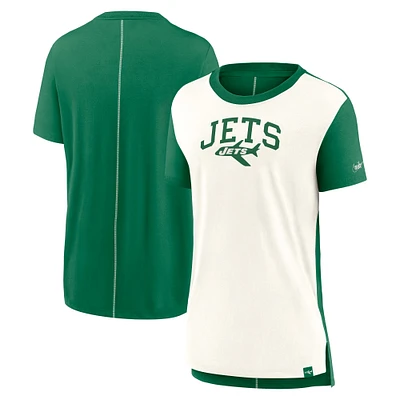 Women's Nike Cream/Kelly Green New York Jets Wordmark Tri-Blend T-Shirt