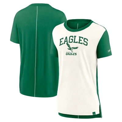 Women's Nike Cream/Kelly Green Philadelphia Eagles Wordmark Tri-Blend T-Shirt