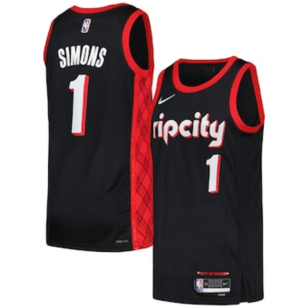 Men's Nike Anfernee Simons Black Portland Trail Blazers Swingman Player Jersey - City Edition