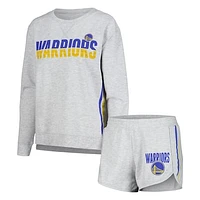 Women's Concepts Sport Gray Golden State Warriors Cedar Long Sleeve Top & Shorts Sleep Set