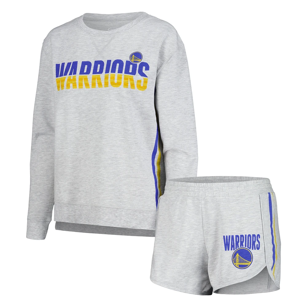 Women's Concepts Sport Gray Golden State Warriors Cedar Long Sleeve Top & Shorts Sleep Set