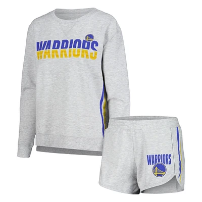 Women's Concepts Sport Gray Golden State Warriors Cedar Long Sleeve Top & Shorts Sleep Set