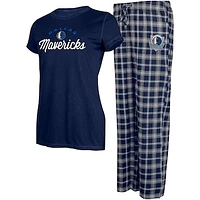 Women's College Concepts Navy/Gray Dallas Mavericks Arctic T-Shirt & Flannel Pants Sleep Set