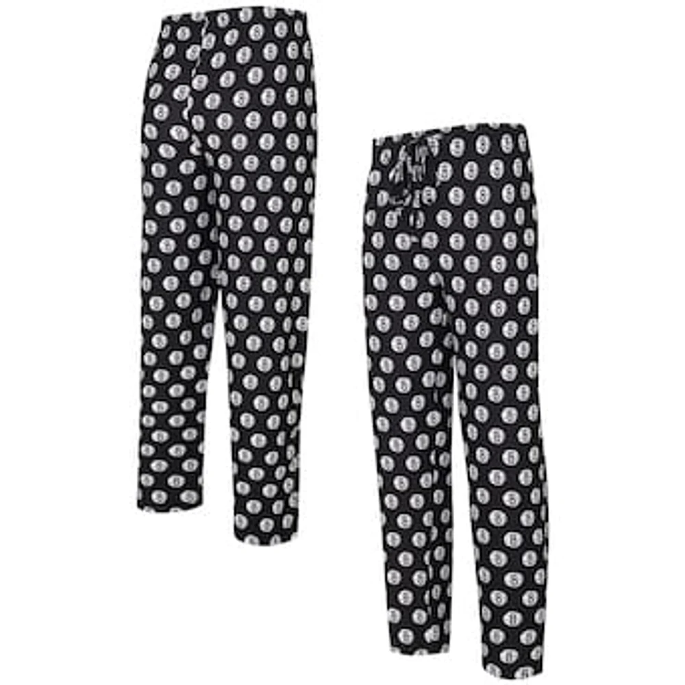 Men's Concepts Sport Black Brooklyn Nets Allover Logo Print Gauge Sleep Pants