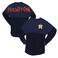 Women's Fanatics Navy Houston Astros Checker Print Long Sleeve T-Shirt