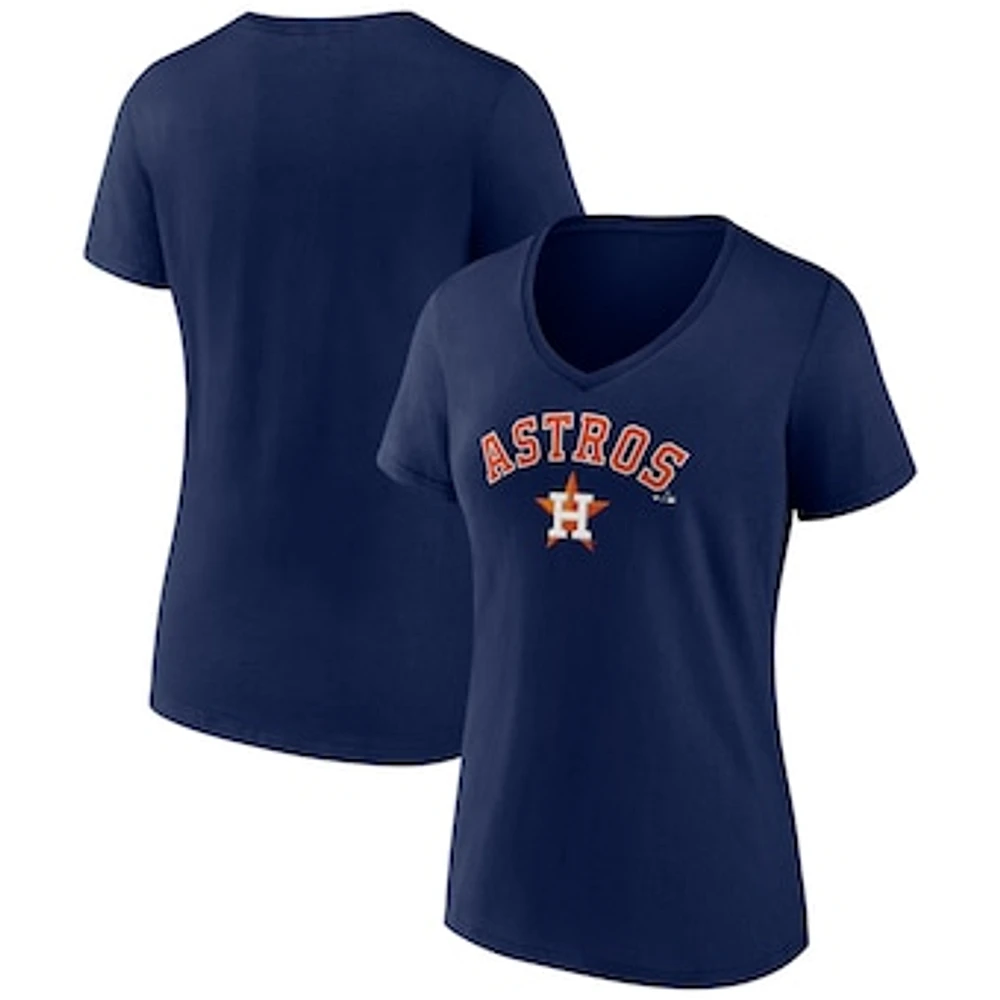 Women's Fanatics Navy Houston Astros Team Lockup V-Neck T-Shirt