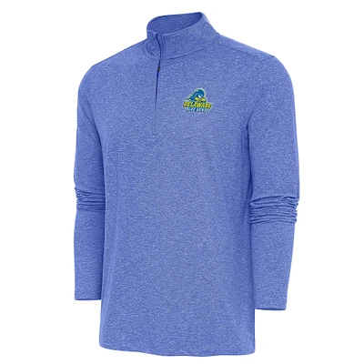 Men's Antigua Heather Royal Delaware Fightin' Blue Hens Hunk Quarter-Zip Pullover Top