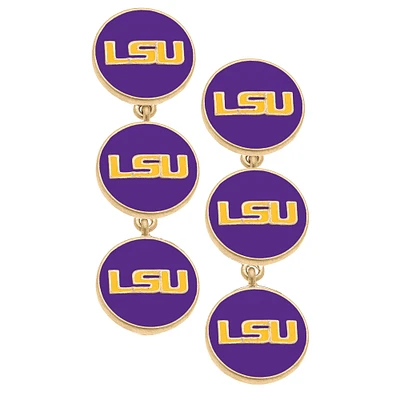 Women's CANVAS Style LSU Tigers Triple Drop Enamel Earrings