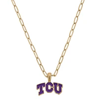 Women' CANVAS Style TCU Horned Frogs Enamel Pendant Necklace