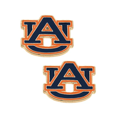 Women' CANVAS Style Auburn Tigers Enamel Stud Earrings