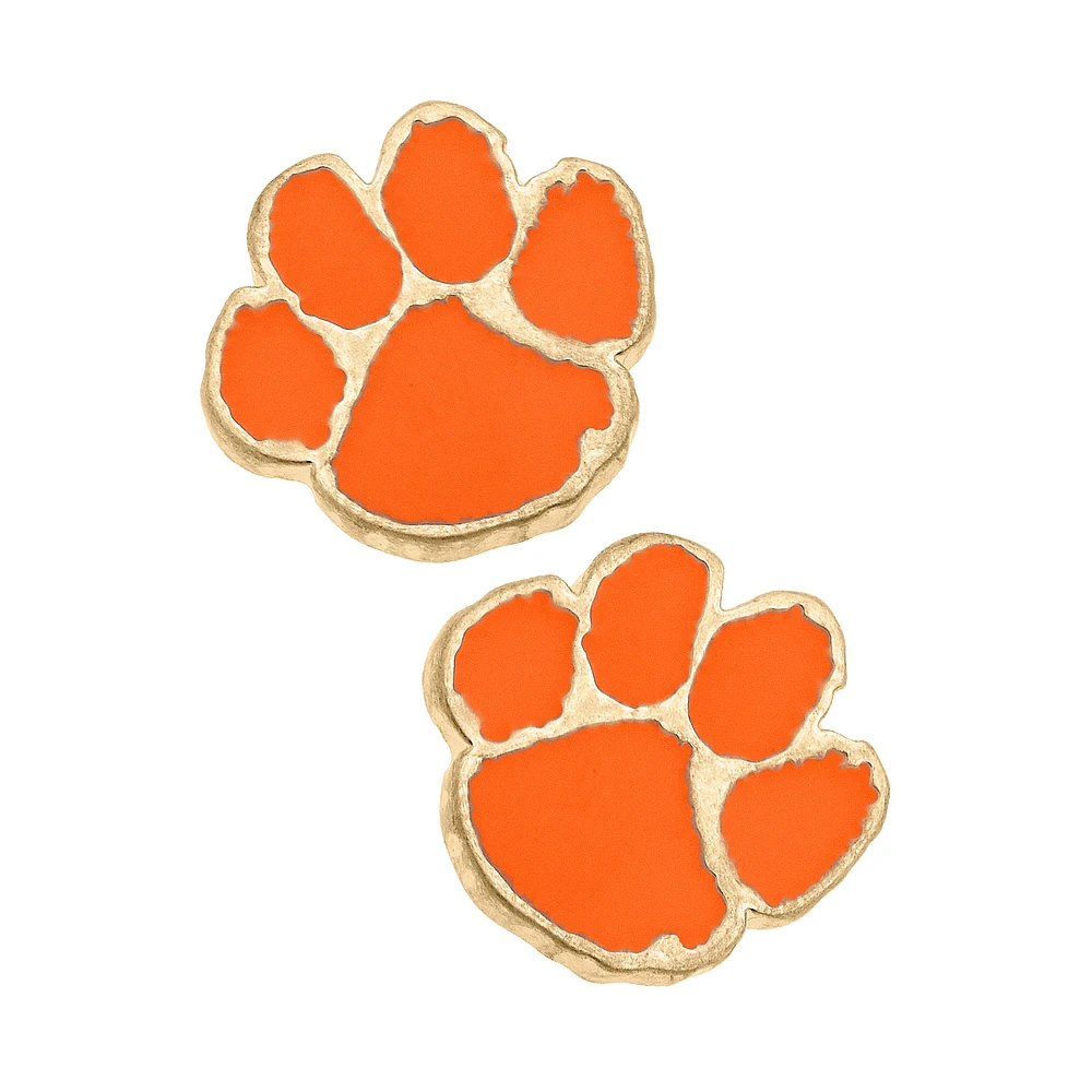 Women' CANVAS Style Clemson Tigers Enamel Stud Earrings