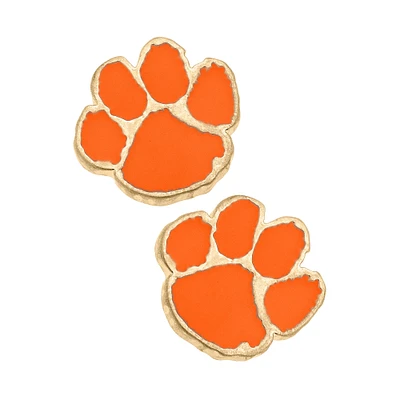 Women' CANVAS Style Clemson Tigers Enamel Stud Earrings