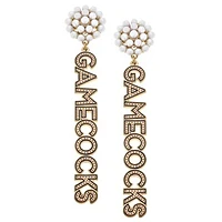 Women' CANVAS Style South Carolina Gamecocks Pearl Cluster Dotted Enamel Drop Earrings