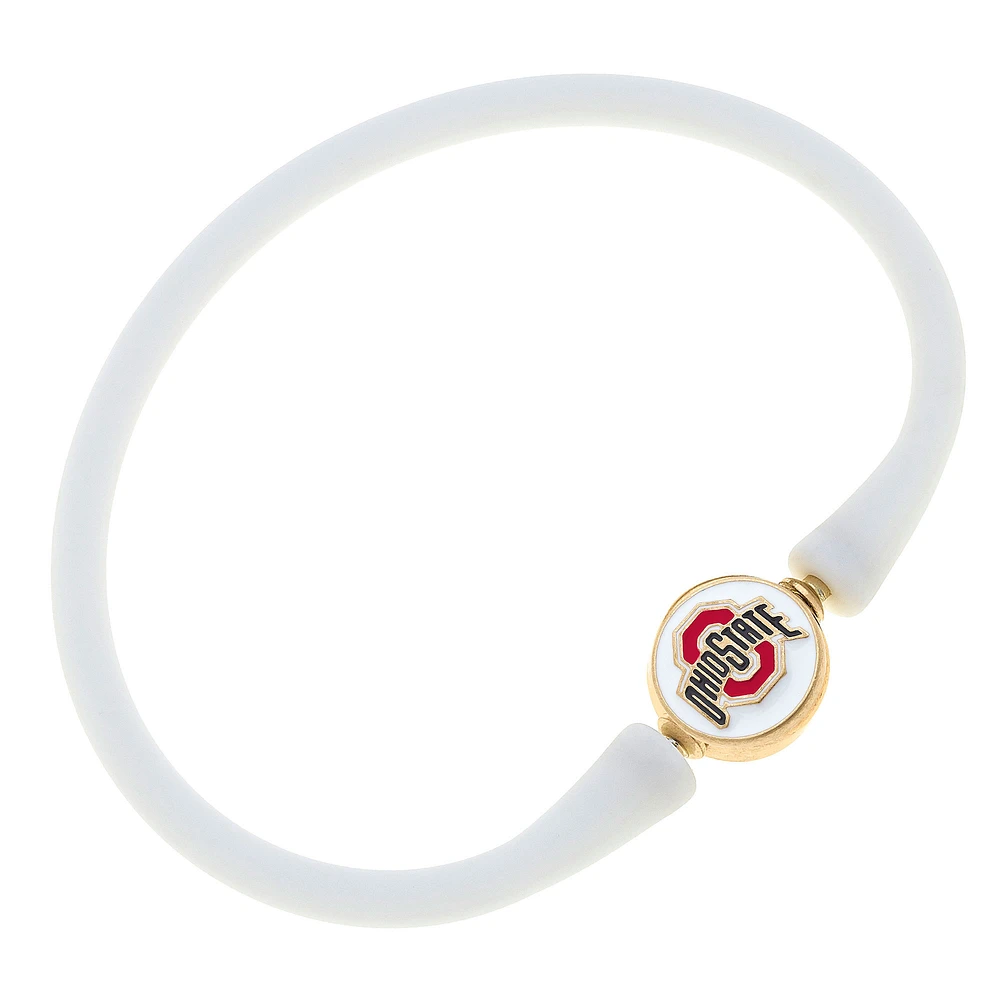 Women' CANVAS Style Ohio State Buckeyes Enamel Silicone Bali Bracelet