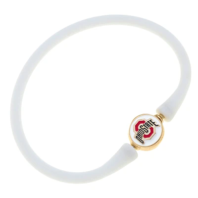 Women' CANVAS Style Ohio State Buckeyes Enamel Silicone Bali Bracelet