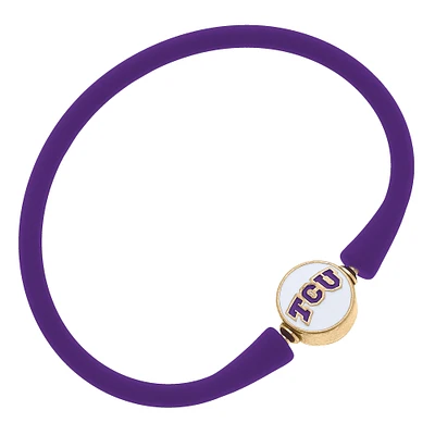 Women' CANVAS Style TCU Horned Frogs Enamel Silicone Bali Bracelet