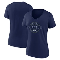 Women's Fanatics College Navy Seattle Seahawks Hometown Defensive Stand V-Neck T-Shirt