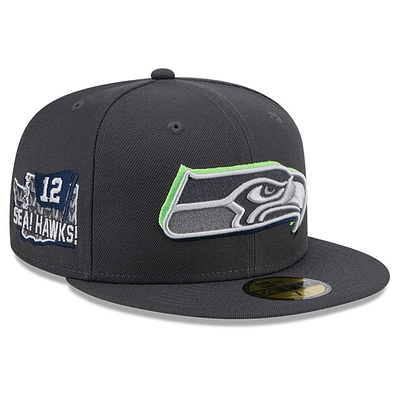 Men's New Era  Graphite Seattle Seahawks Official 2024 NFL Draft On Stage 59FIFTY Fitted Hat