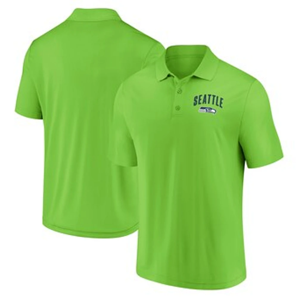 Men's Fanatics Neon Green Seattle Seahawks Push Back Polo