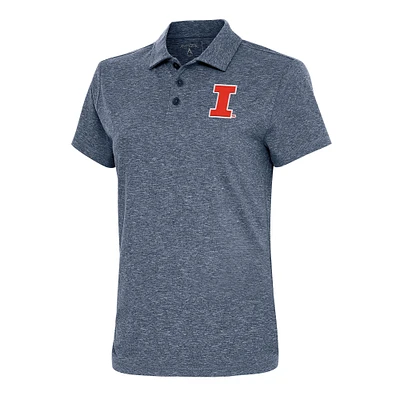 Women's Antigua  Heather Navy Illinois Fighting Illini Motivated Polo