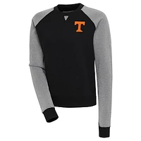 Women's Antigua  Black/White Tennessee Volunteers Flier Bunker Tri-Blend Pullover Sweatshirt