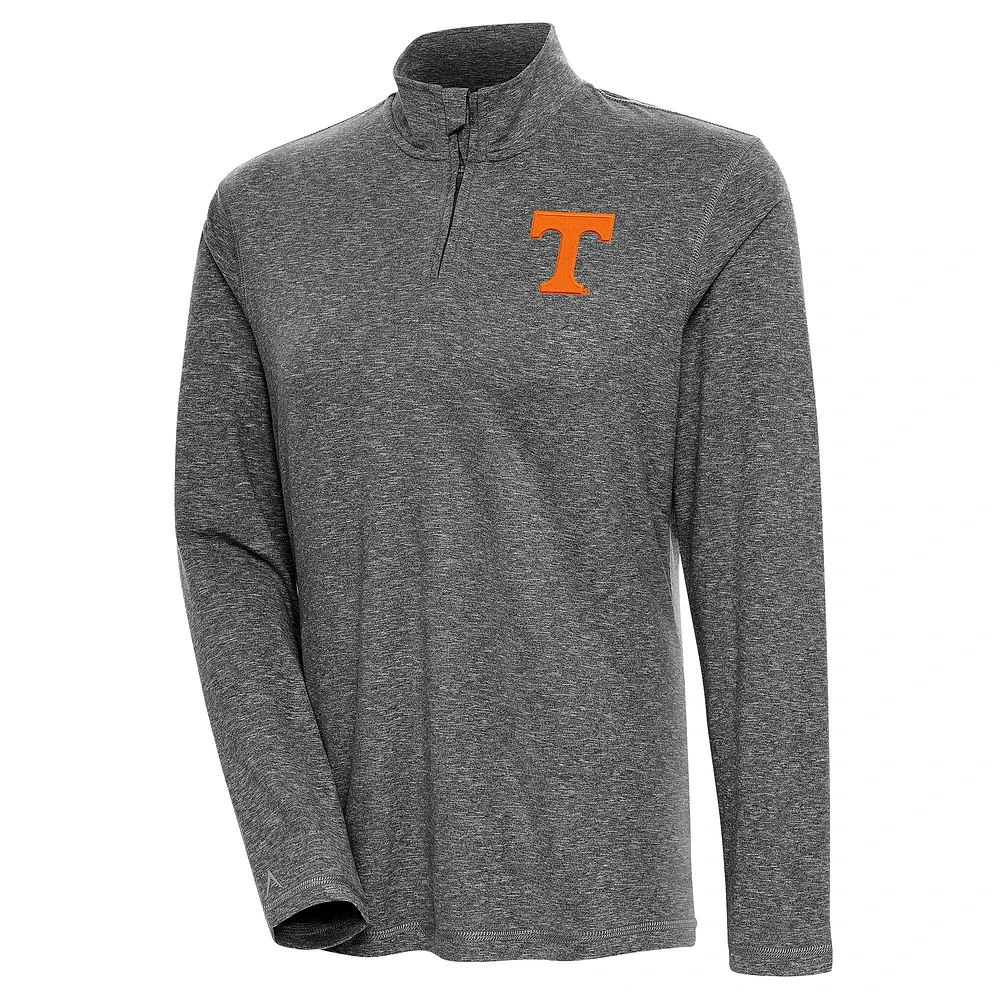Women's Antigua Heather Black Tennessee Volunteers Confront Quarter-Zip Pullover Top