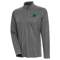 Women's Antigua  Heather Black Tulane Green Wave Confront Quarter-Zip Pullover Top