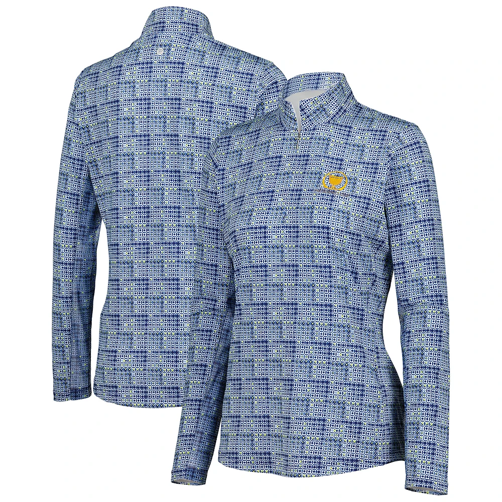 Women's EPNY  Blue Presidents Cup Broken Geometric Print Quarter-Zip Pullover Top