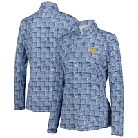 Women's EPNY  Blue Presidents Cup Broken Geometric Print Quarter-Zip Pullover Top