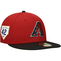 Men's New Era Red Arizona Diamondbacks Jackie Robinson Day Side Patch 59FIFTY Fitted Hat