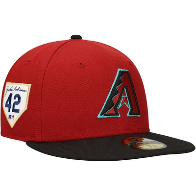 Men's New Era Red Arizona Diamondbacks Jackie Robinson Day Side Patch 59FIFTY Fitted Hat