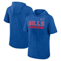 Men's Fanatics Heather Royal Buffalo Bills Push Short Sleeve Pullover Hoodie