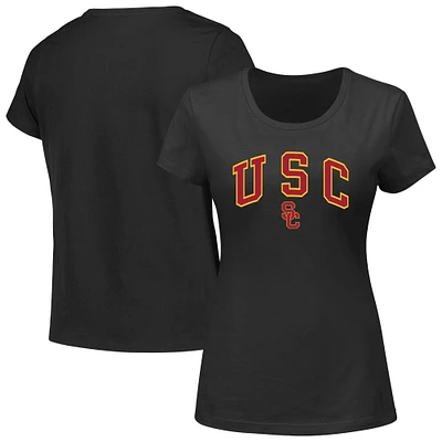Women's Profile Black USC Trojans Plus Arch Over Logo Scoop Neck T-Shirt