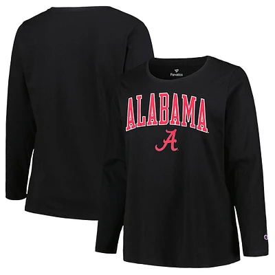 Women's Profile Black Alabama Crimson Tide Plus Arch Over Logo Scoop Neck Long Sleeve T-Shirt