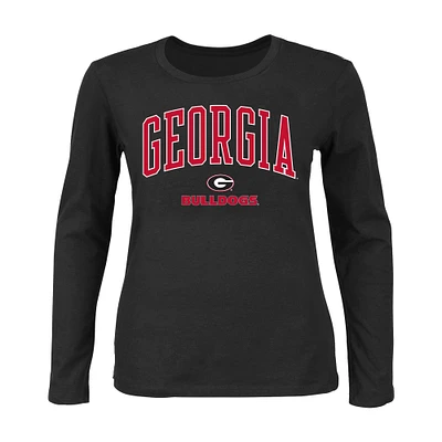 Women's Profile Black Georgia Bulldogs Plus Arch Over Logo Scoop Neck Long Sleeve T-Shirt