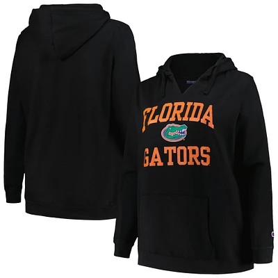 Women's Champion Black Florida Gators Plus Heart & Soul Notch Neck Pullover