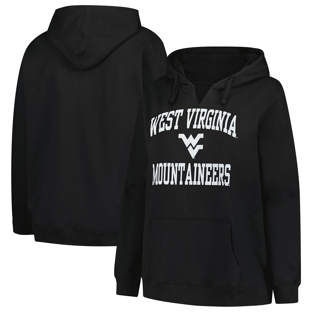 Women's Champion Black West Virginia Mountaineers Plus Heart & Soul Notch Neck Pullover