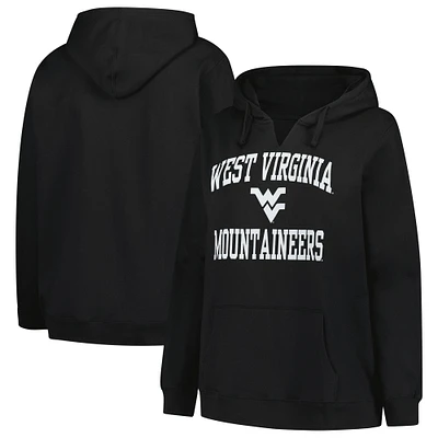 Women's Champion Black West Virginia Mountaineers Plus Heart & Soul Notch Neck Pullover