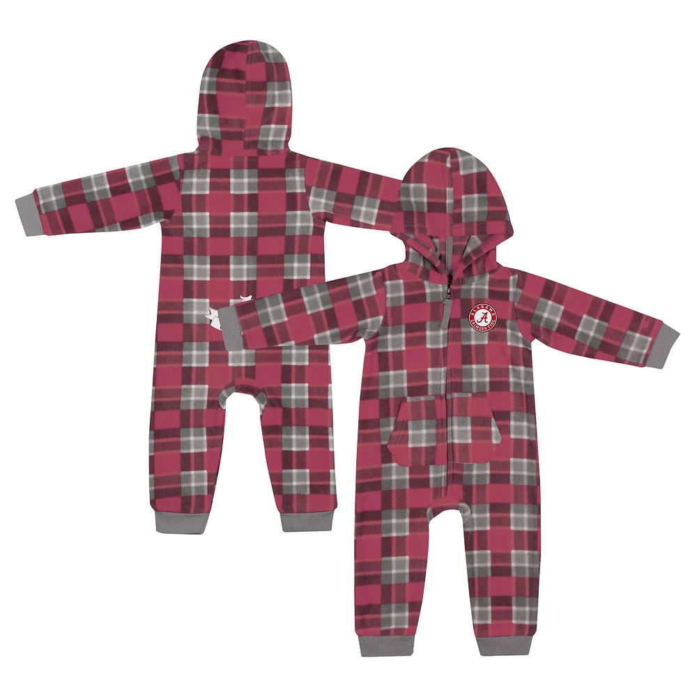 Infant Colosseum  Crimson Alabama Tide Full-Zip Plaid Hoodie Long Sleeve Jumper