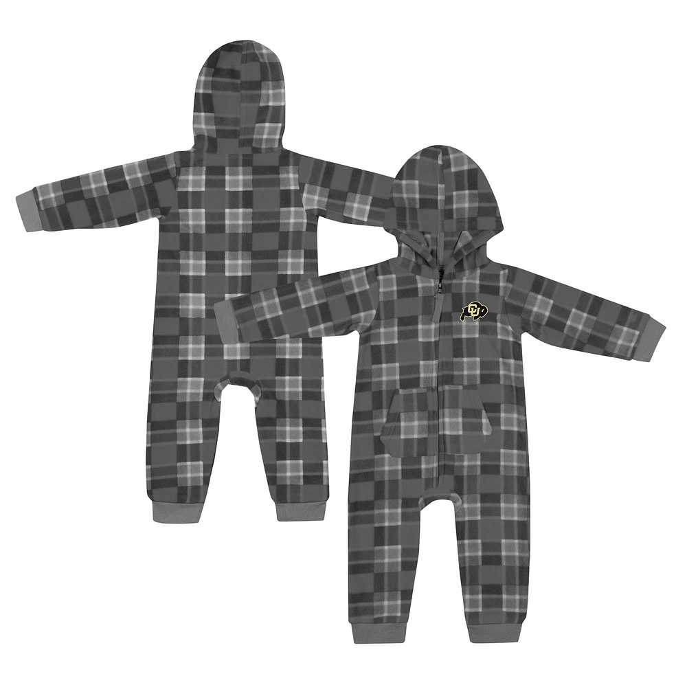 Infant Colosseum  Black Colorado Buffaloes Full-Zip Plaid Hoodie Long Sleeve Jumper