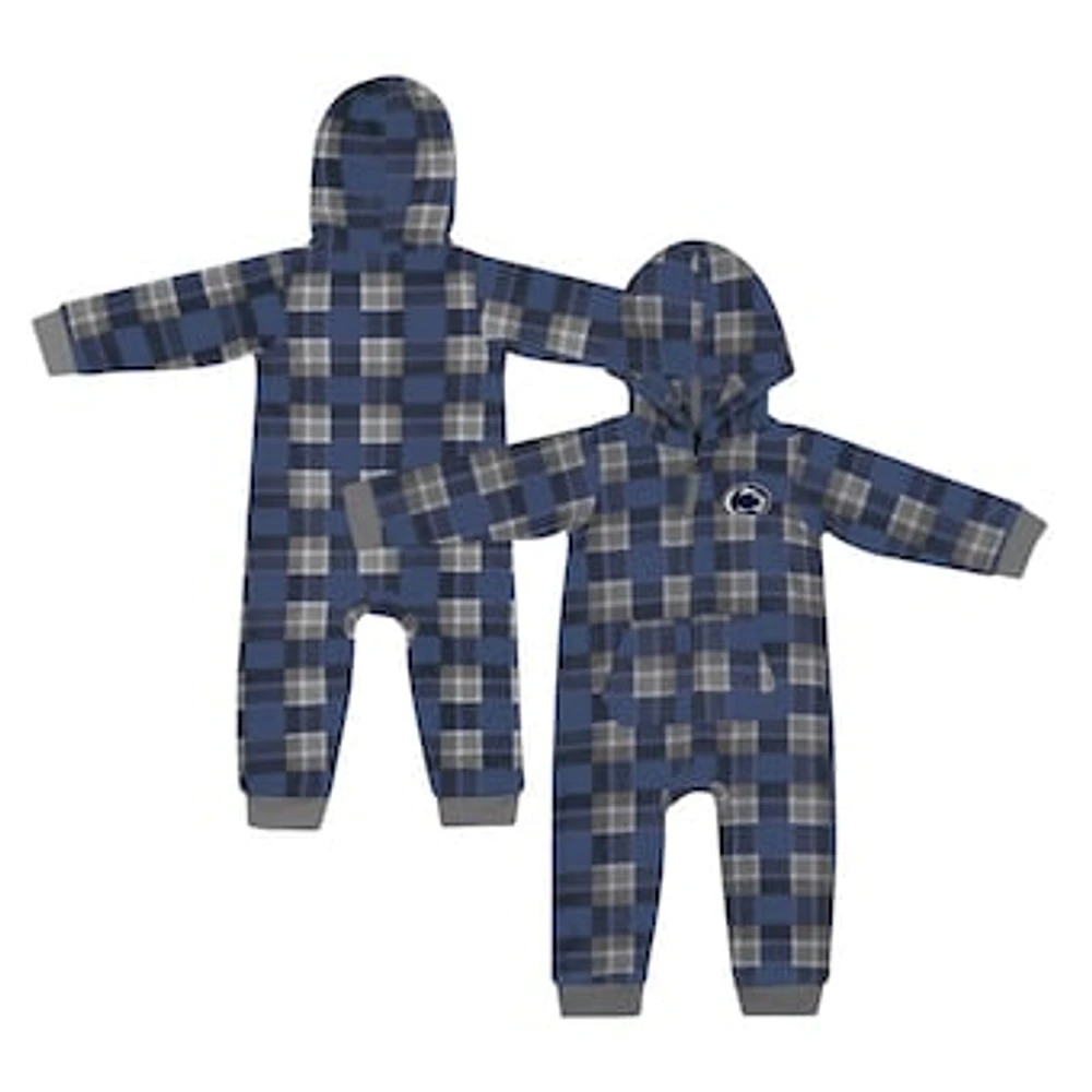 Infant Colosseum  Navy Penn State Nittany Lions Full-Zip Plaid Hoodie Long Sleeve Jumper