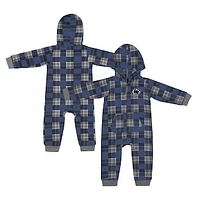 Infant Colosseum  Navy Penn State Nittany Lions Full-Zip Plaid Hoodie Long Sleeve Jumper